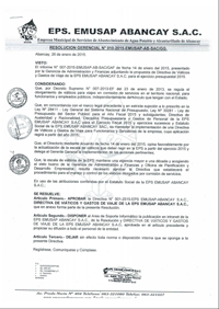 RESOLUCION DIRECTORAL Nro 003-2015-EPS-EMUSAP-AB-SAC/D